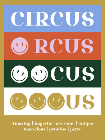 Circus Show Announcement with Cute Stickers Poster US Design Template