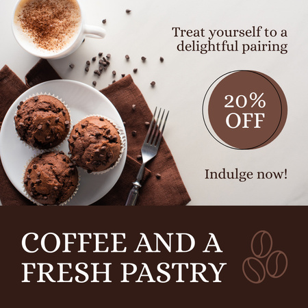 Delicious Cupcakes With Coffee At Lower Price Offer Instagram Design Template