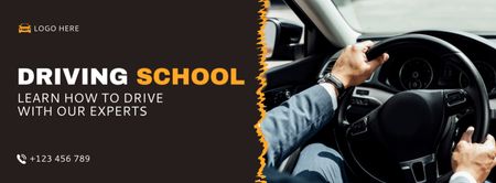Learning To Drive With Experts At School Offer In Brown Facebook cover Tasarım Şablonu