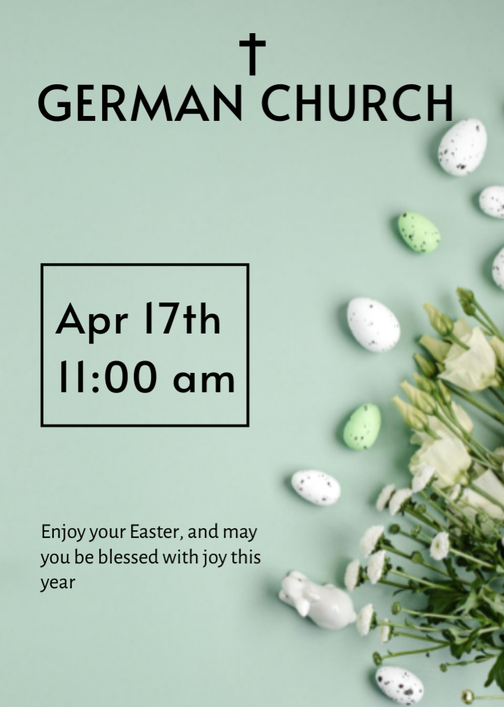 Easter Holiday Celebration in German Church Flayer Design Template