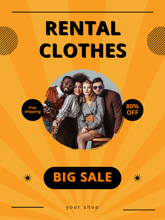 Clothes Rental Offer with Multiracial Youth Poster US Tasarım Şablonu