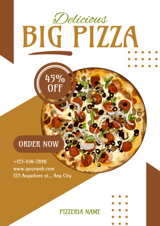 Plantilla de diseño de Oferta de descuento de pizza grande Poster 