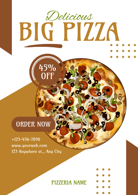 Template di design Big Pizza Discount Offer Poster