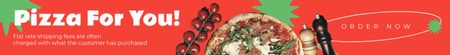Ontwerpsjabloon van Leaderboard van Delicious Food Menu Offer with Yummy Pizza