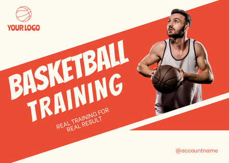 Баскетбольная тренировка красно-белых Postcard – шаблон для дизайна