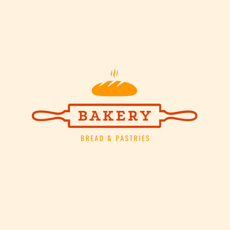 Bakery Ad with Yummy Bread Logo Design Template
