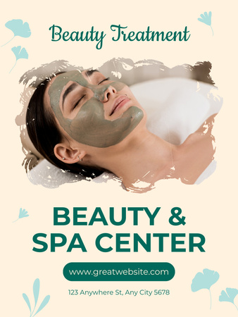 Modèle de visuel Femme avec un masque d'argile sur le visage pour une annonce de salon de beauté - Poster US