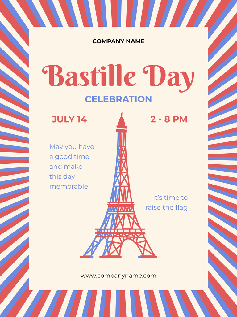 Bastille Day Celebration Event Announcement Poster US Šablona návrhu