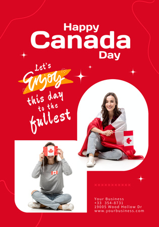Happy Canada Day with Collag with Photos Women Poster 28x40in – шаблон для дизайна