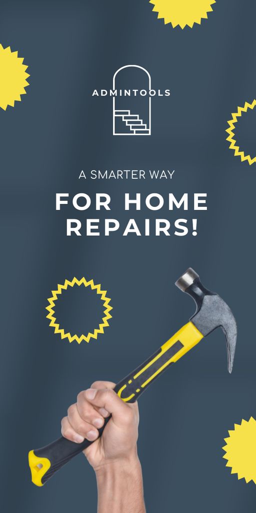 Home Repair Services Offer with Hammer Graphic Πρότυπο σχεδίασης