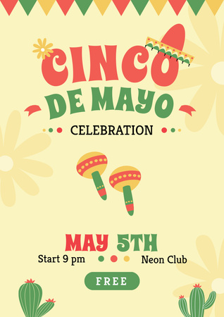Cinco De Mayo Celebration Poster A3 Tasarım Şablonu