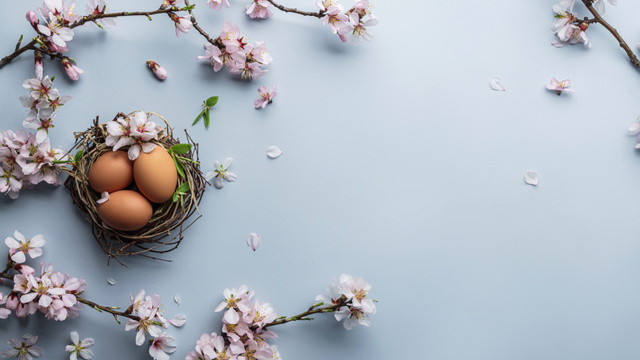 Ontwerpsjabloon van Zoom Background van Easter Eggs in Nest