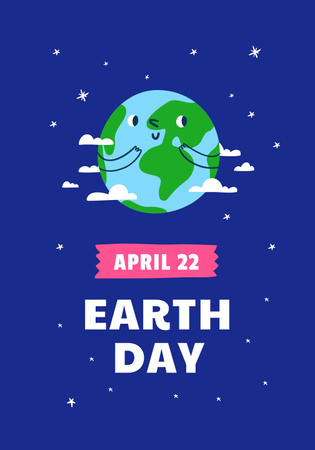 Earth Day Announcement with Cute Planet Poster 28x40in Design Template