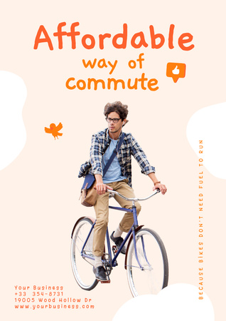 Platilla de diseño Handsome Man on Personal Bike Poster A3