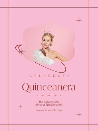 Quinceanera Holiday Celebration with Beautiful Young Girl Poster US Design Template