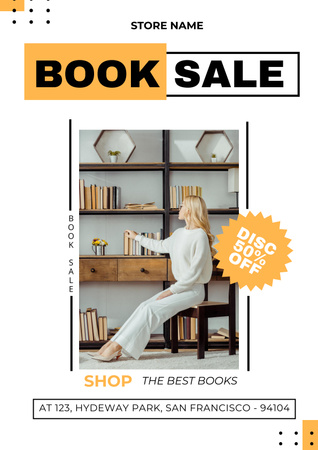 Book Sale Ad Poster tervezősablon