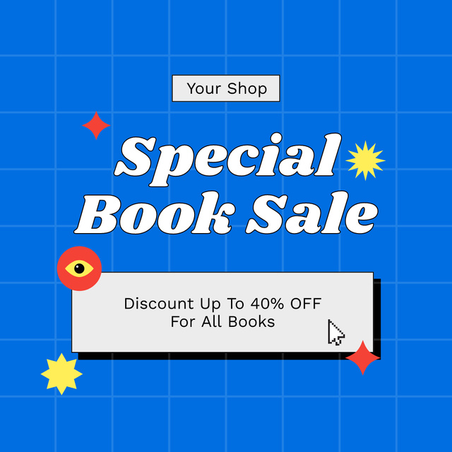 Book Discount Announcement on Blue Instagram Design Template