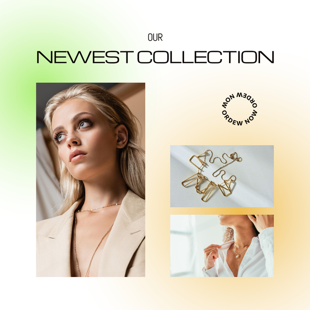 Jewelry Newest Collection with Necklace Instagram Design Template