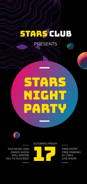 Platilla de diseño Night Club Ad with Glowing Spheres Flyer DIN Large