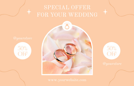 Plantilla de diseño de Special Offer of Discount on Wedding Rings Thank You Card 5.5x8.5in 