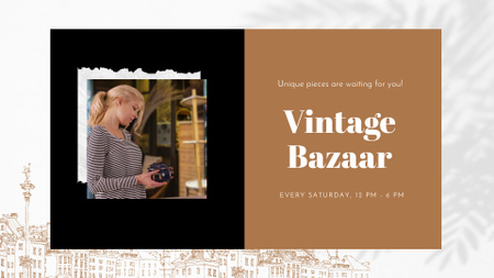 Vintage Bazaar keraamisilla ruukuilla -ilmoitus Full HD video Design Template