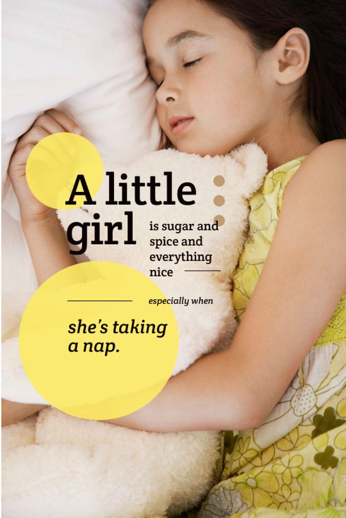 Plantilla de diseño de Childhood Quote Cute Little Girl Sleeping Tumblr 