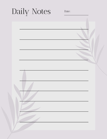 Daily Planner with Branch Shadow Notepad 107x139mm Design Template