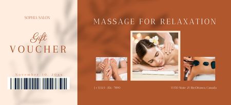 Relaxační masážní terapie v lázních Coupon 3.75x8.25in Šablona návrhu
