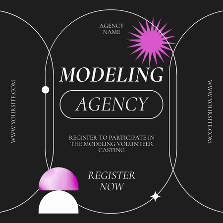 Platilla de diseño Offer of Registration at Model Agency on Black Instagram
