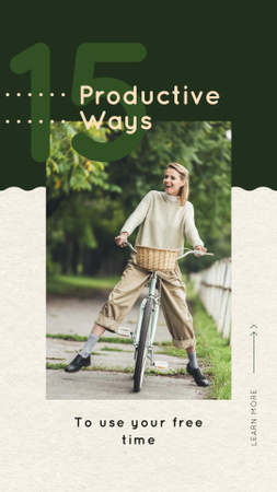 menina andar de bicicleta na cidade Instagram Story Modelo de Design