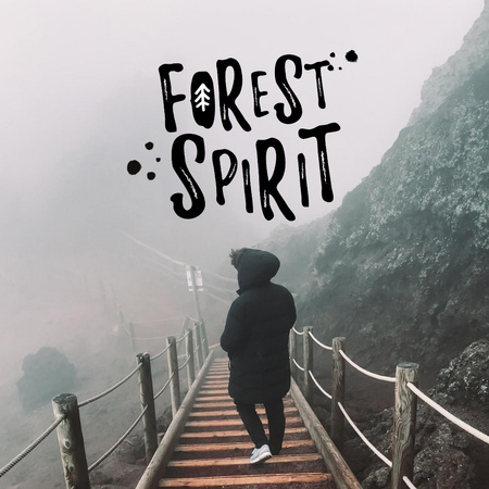 Traveler in Foggy Mountains Instagram Design Template