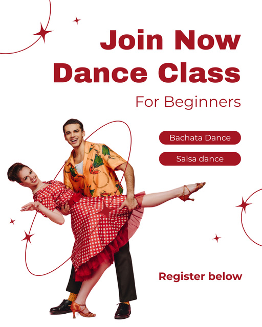 Announcement of Dance Class for Beginners Instagram Post Vertical Tasarım Şablonu