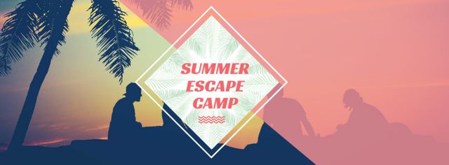 Summer Camp friends at sunset beach Facebook cover Design Template