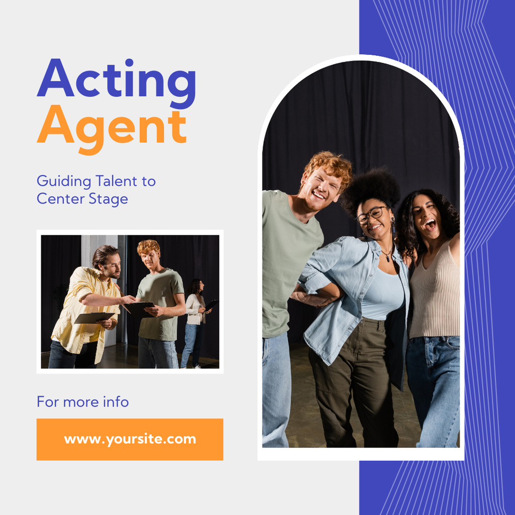 Acting Agency Services for Talented Young People Instagram ADデザインテンプレート