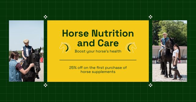 Modèle de visuel Discount on Accessories for Care and Feeding of Horses - Facebook AD