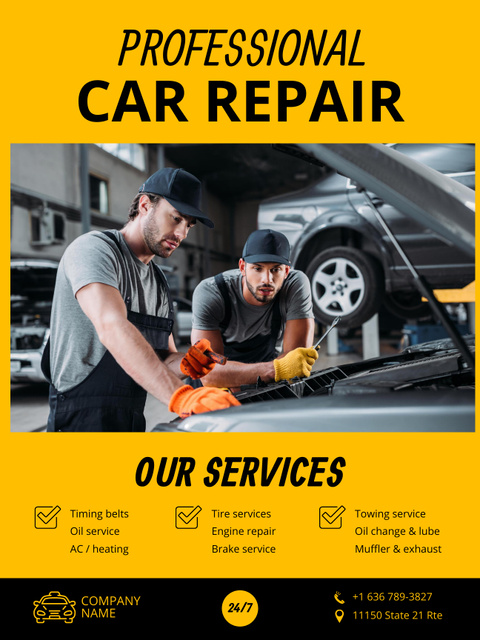 Offer of Professional Car Repair Poster USデザインテンプレート