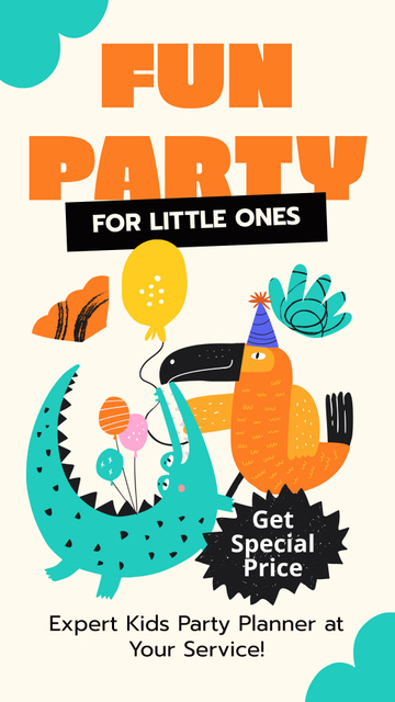 Special Offer on Children's Party Planning Services Instagram Story Modelo de Design