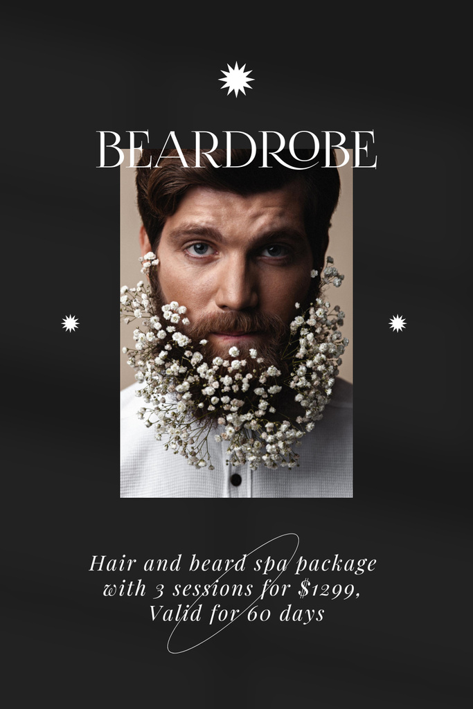 Barbershop Services Offer with Handsome Man Pinterest – шаблон для дизайна