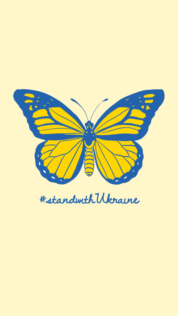 Plantilla de diseño de Butterfly in Ukrainian Flag Colors Instagram Story 