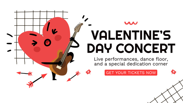 Valentine's Day Concert and Dance Party FB event cover Design Template