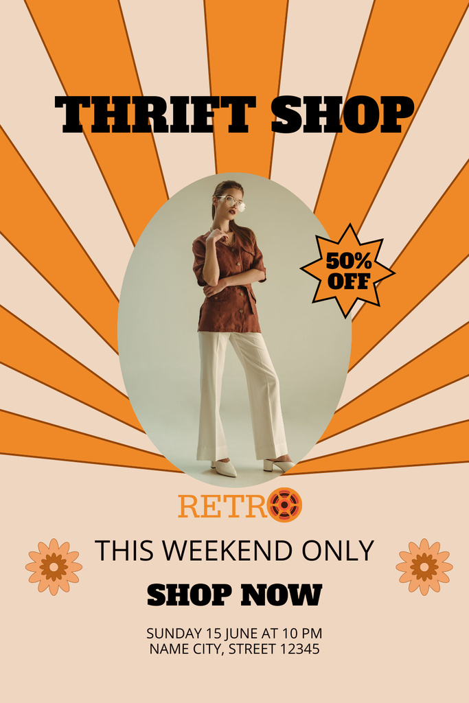 Retro sale in thrift shop Pinterest – шаблон для дизайна