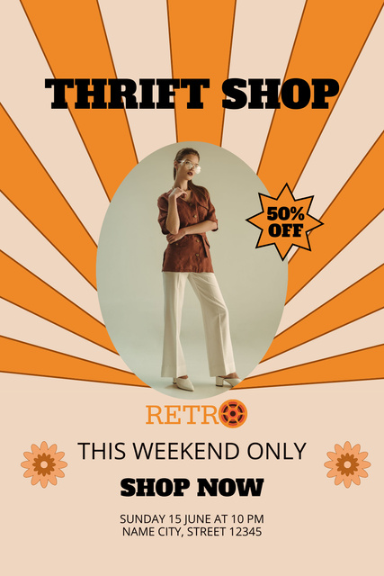 Retro sale in thrift shop Pinterestデザインテンプレート