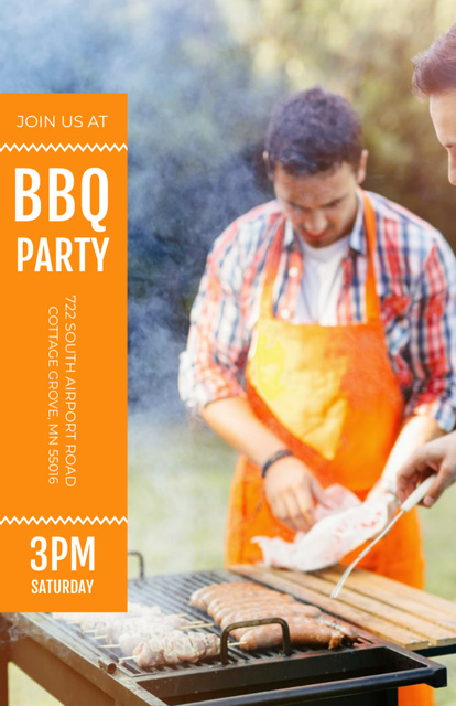 BBQ Party Grilled Sausages On Skewers Invitation 5.5x8.5in Design Template
