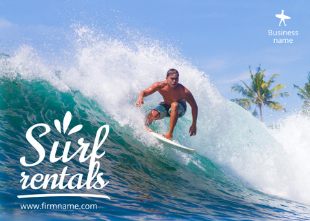 Surf Rentals Offer Card Design Template
