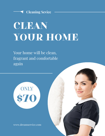 Maid with Dust Brush Flyer 8.5x11in Design Template