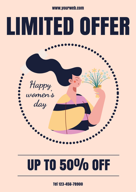 Limited Offer on International Women's Day Holiday Poster Tasarım Şablonu
