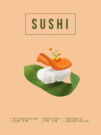 Asian Menu with Sushi Poster US Design Template