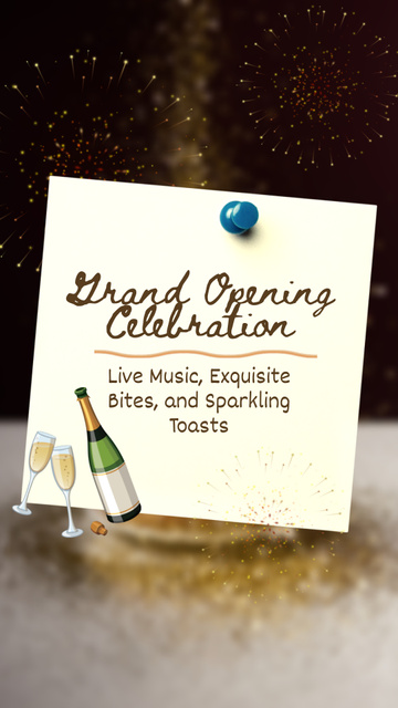 Grand Opening Celebration With Sparkling Toasts Instagram Story Design Template