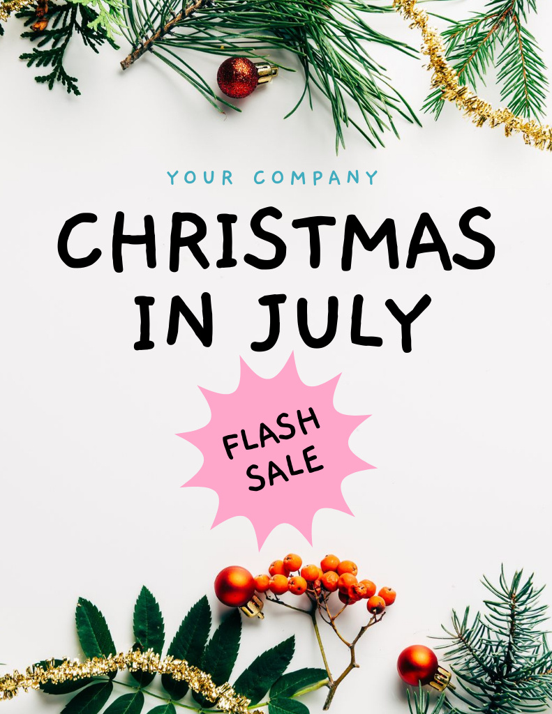 Enticing July Christmas Items Sale Announcement Flyer 8.5x11in tervezősablon