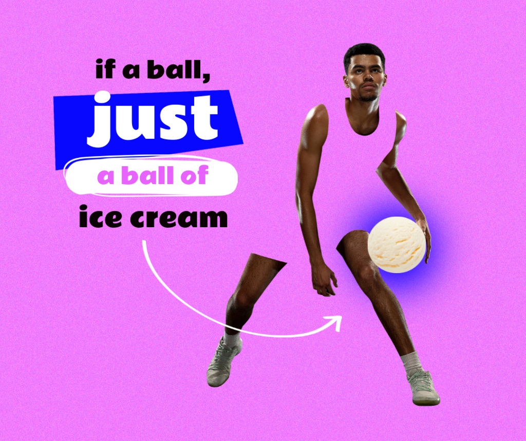 Athlete holding Ice Cream Ball Facebookデザインテンプレート